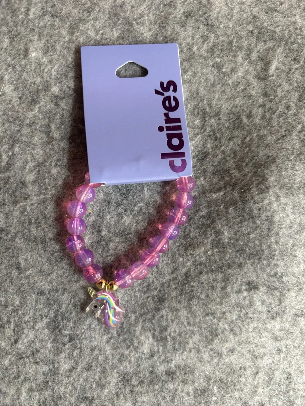 Claire's Purple-Pink Beaded Unicorn Charm Bracelet